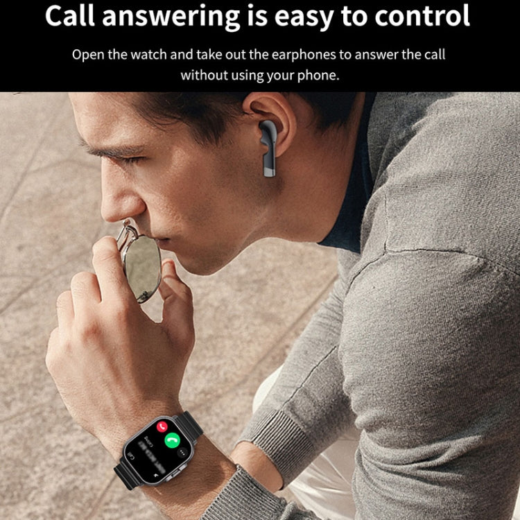 D8 2.01 inch 2 in 1 Bluetooth Earphone Silicone Band Smart Watch, Support Health Monitoring / NFC(Black) - free shipping - PMC TechLife - Order now!