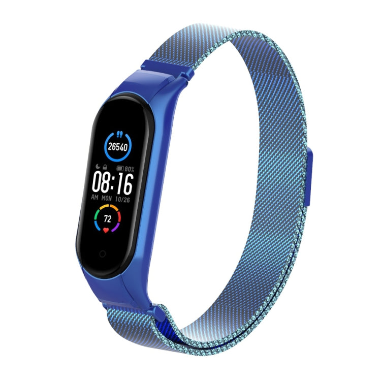 For Xiaomi Mi Band 5 Milano Solid Color Magnetic Stainless Steel Watch Band(Blue) - Watch Bands by PMC TechLife | Online Shopping South Africa | PMC TechLife | Buy Now Pay Later Mobicred