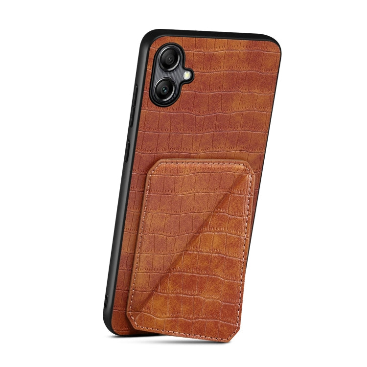 For Samsung Galaxy S23 FE 5G Denior Imitation Crocodile Leather Back Phone Case with Holder(Brown) - Galaxy S23 FE 5G Cases by Denior | Online Shopping South Africa | PMC Jewellery