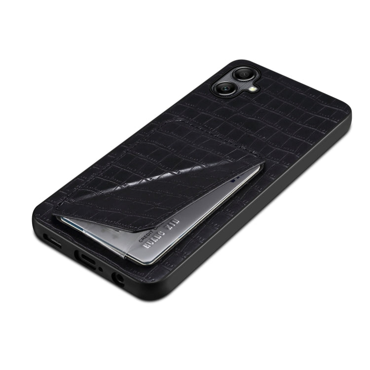 For Samsung Galaxy S23 Ultra 5G Denior Imitation Crocodile Leather Back Phone Case with Holder(Black) - Galaxy S23 Ultra 5G Cases by Denior | Online Shopping South Africa | PMC TechLife | Buy Now Pay Later Mobicred