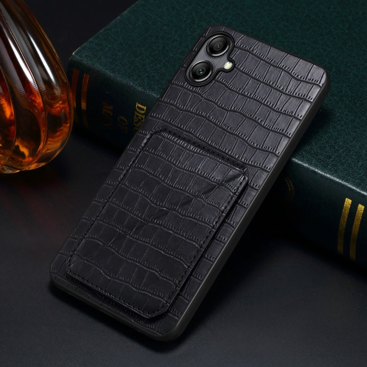 For Samsung Galaxy S23 Ultra 5G Denior Imitation Crocodile Leather Back Phone Case with Holder(Black) - Galaxy S23 Ultra 5G Cases by Denior | Online Shopping South Africa | PMC Jewellery