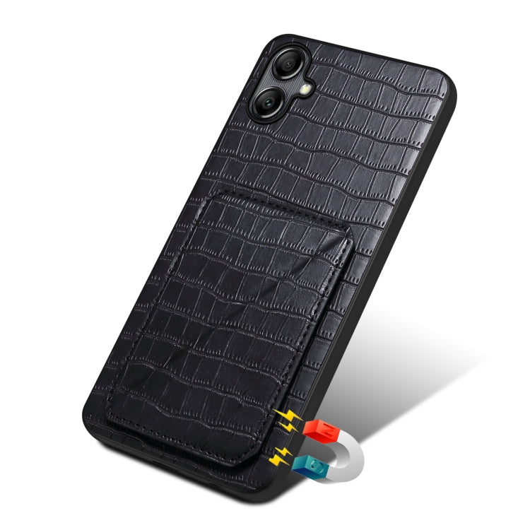 For Samsung Galaxy S24 Ultra 5G Denior Imitation Crocodile Leather Back Phone Case with Holder(Black) - Galaxy S24 Ultra 5G Cases by Denior | Online Shopping South Africa | PMC Jewellery