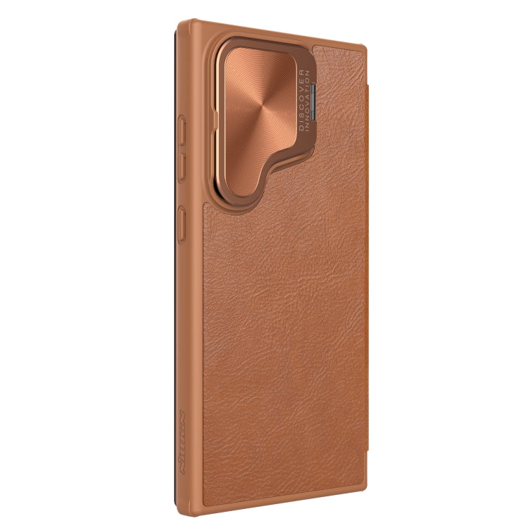For Samsung Galaxy S24+ 5G NILLKIN Qin Prop Series Flip Camera Cover Design Leather Phone Case(Brown) - Galaxy S24+ 5G Cases by NILLKIN | Online Shopping South Africa | PMC TechLife | Buy Now Pay Later Mobicred