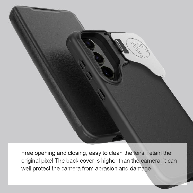 For Samsung Galaxy S24+ 5G NILLKIN Qin Prop Series Flip Camera Cover Design Leather Phone Case(Black) - free shipping - PMC TechLife - Order now!