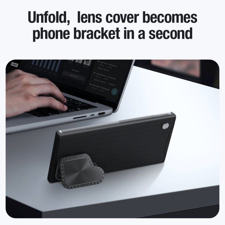 For Samsung Galaxy S24 Ultra 5G NILLKIN Textured Prop Camera Cover Holder Design Nylon Phone Case(Black) - free shipping - PMC TechLife - Order now!
