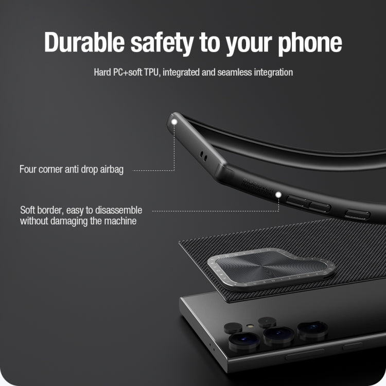 For Samsung Galaxy S24 Ultra 5G NILLKIN Textured Prop Camera Cover Holder Design Nylon MagSafe Magnetic Phone Case(Black) - free shipping - PMC TechLife - Order now!