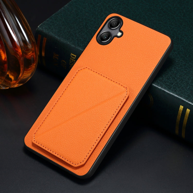 For Samsung Galaxy S23 FE 5G Denior Imitation Calf Leather Back Phone Case with Holder(Orange) - Galaxy S23 FE 5G Cases by Denior | Online Shopping South Africa | PMC Jewellery