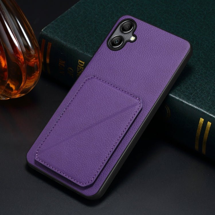 For Samsung Galaxy S23+ 5G Denior Imitation Calf Leather Back Phone Case with Holder(Purple) - Galaxy S23+ 5G Cases by Denior | Online Shopping South Africa | PMC Jewellery