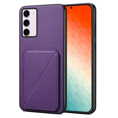 For Samsung Galaxy S24 5G Denior Imitation Calf Leather Back Phone Case with Holder(Purple) - Galaxy S24 5G Cases by Denior | Online Shopping South Africa | PMC Jewellery