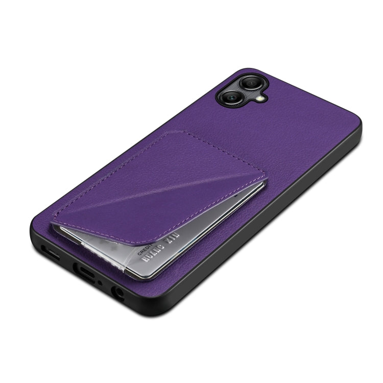 For Samsung Galaxy S24 5G Denior Imitation Calf Leather Back Phone Case with Holder(Purple) - Galaxy S24 5G Cases by Denior | Online Shopping South Africa | PMC Jewellery