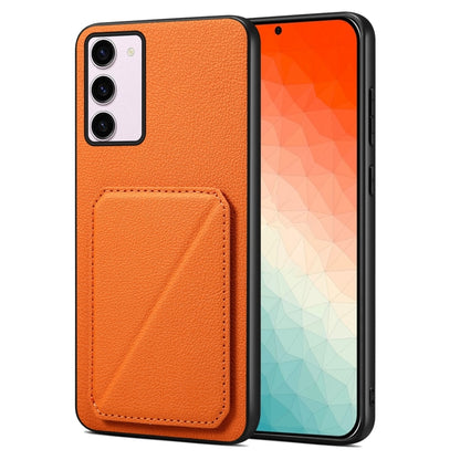 For Samsung Galaxy S24+ 5G Denior Imitation Calf Leather Back Phone Case with Holder(Orange) - Galaxy S24+ 5G Cases by Denior | Online Shopping South Africa | PMC Jewellery