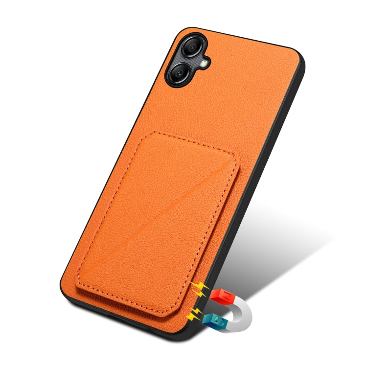 For Samsung Galaxy S24+ 5G Denior Imitation Calf Leather Back Phone Case with Holder(Orange) - Galaxy S24+ 5G Cases by Denior | Online Shopping South Africa | PMC Jewellery
