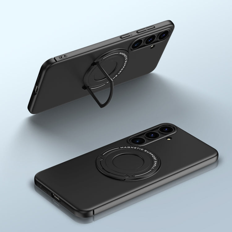 For Samsung Galaxy S24+ 5G Matte Magsafe Magnetic Phone Case with Trolley Holder(Black) - Galaxy S24+ 5G Cases by PMC TechLife | Online Shopping South Africa | PMC TechLife