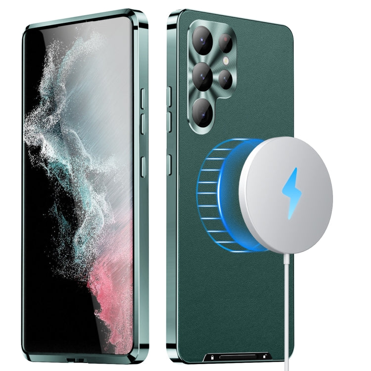 For Samsung Galaxy S22 Ultra 5G MagSafe Magnetic Plain Metal Phone Case(Green) - Galaxy S22 Ultra 5G Cases by PMC Jewellery | Online Shopping South Africa | PMC Jewellery