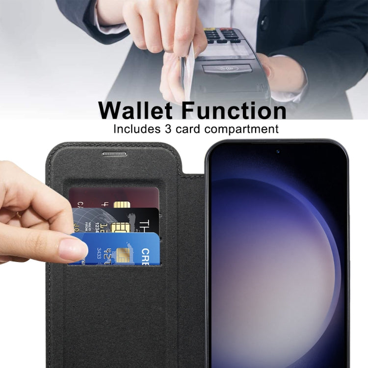 For Samsung Galaxy S24 5G MagSafe Magnetic RFID Anti-theft Leather Phone Case(Grey) - Galaxy S24 5G Cases by PMC TechLife | Online Shopping South Africa | PMC TechLife