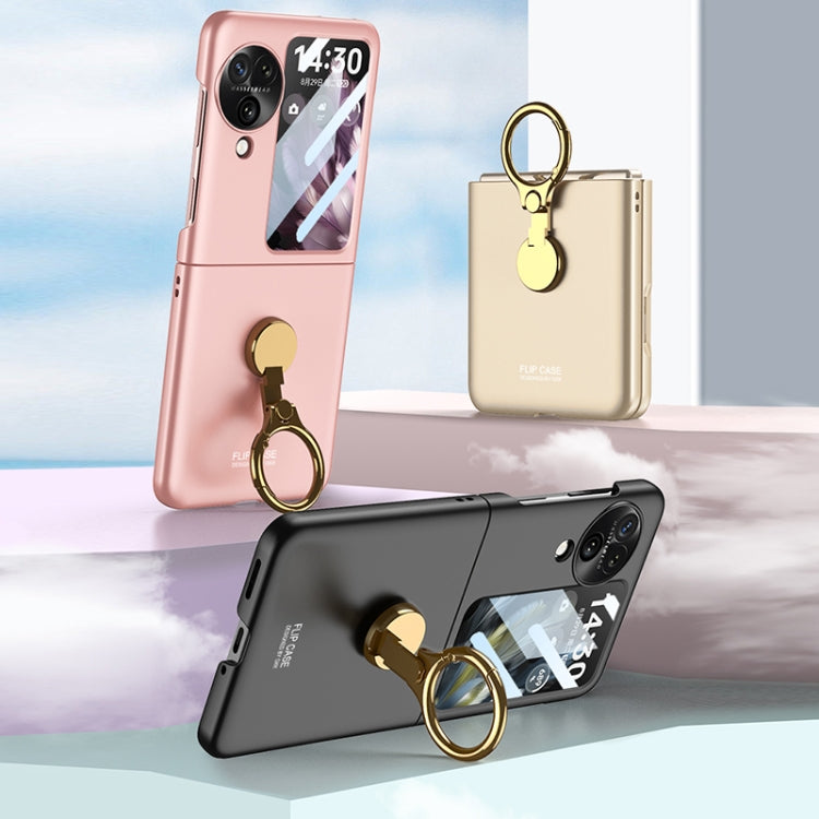 For OPPO Find N3 Flip GKK Ultra-thin Triaxial Ring Holder PC Phone Case(Pink) - OPPO Cases by GKK | Online Shopping South Africa | PMC TechLife | Buy Now Pay Later Mobicred