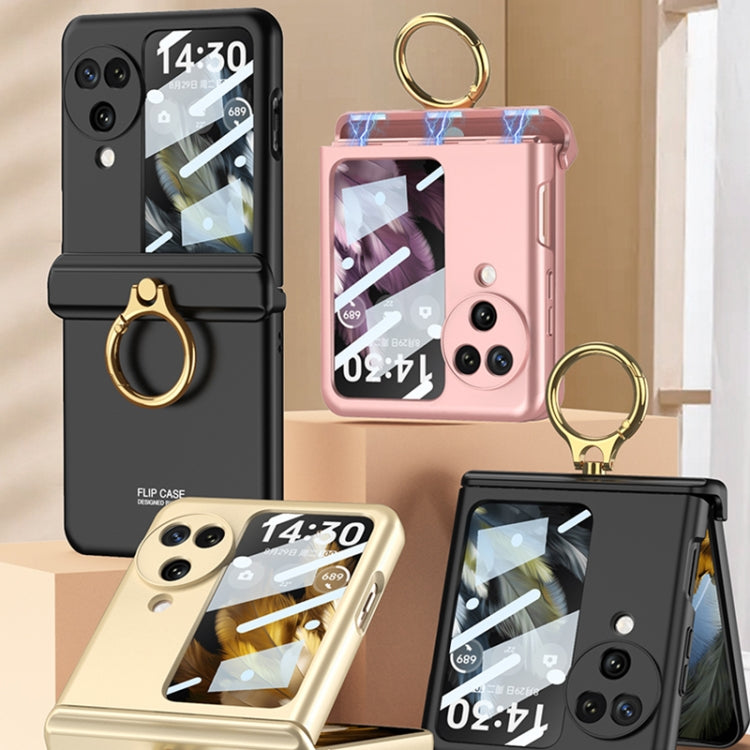 For OPPO Find N3 Flip GKK Integrated Magnetic Hinged Flip Case with Ring Holder(Pink) - Find N3 Flip Cases by GKK | Online Shopping South Africa | PMC TechLife | Buy Now Pay Later Mobicred