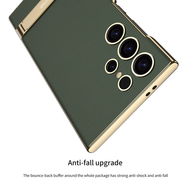 For Samsung Galaxy S24 Ultra 5G GKK Triumph Ultra-Thin Plain Leather Phone Case with Holder(Silver) - Galaxy S24 Ultra 5G Cases by GKK | Online Shopping South Africa | PMC TechLife | Buy Now Pay Later Mobicred