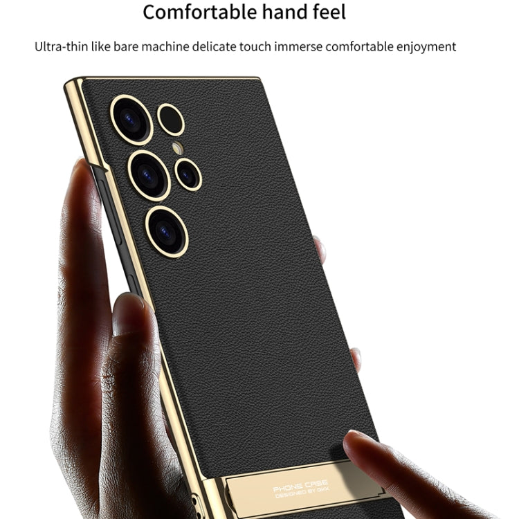 For Samsung Galaxy S24 Ultra 5G GKK Triumph Ultra-Thin Plain Leather Phone Case with Holder(Brown) - free shipping - PMC TechLife - Order now!