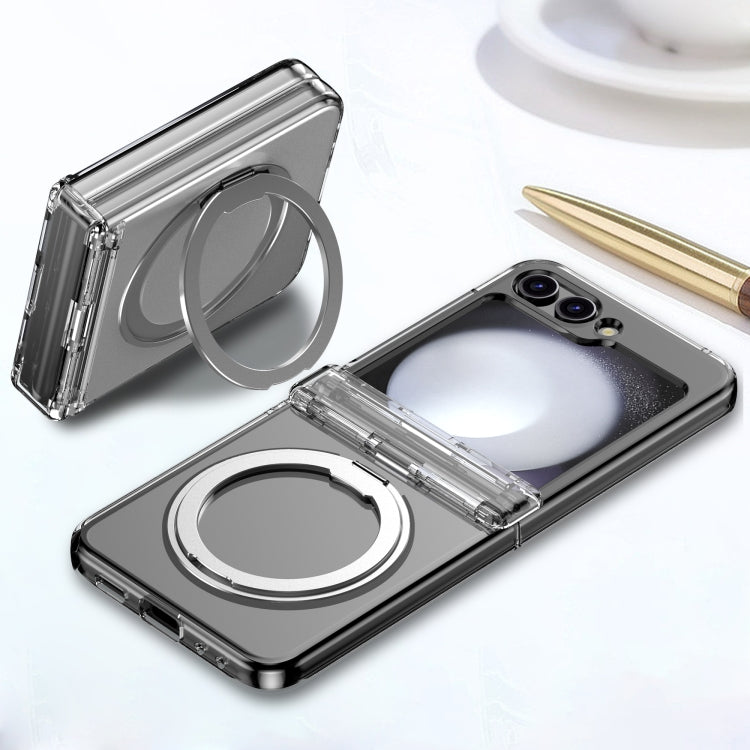 For Samsung Galaxy Z Flip5 5G 360 Degree Stand MagSafe Magnetic All-inclusive Phone Case(Transparent) - Galaxy Z Flip5 Cases by PMC TechLife | Online Shopping South Africa | PMC TechLife