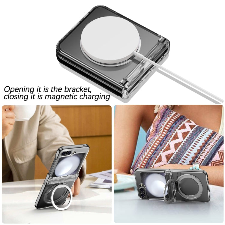For Samsung Galaxy Z Flip5 5G 360 Degree Stand MagSafe Magnetic All-inclusive Phone Case(Transparent) - Galaxy Z Flip5 Cases by PMC TechLife | Online Shopping South Africa | PMC TechLife