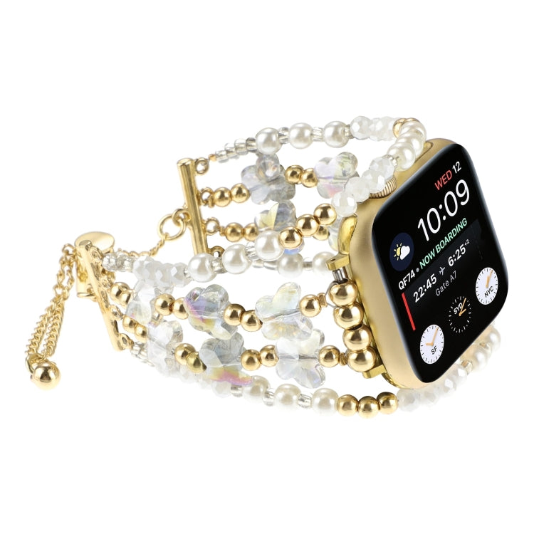 For Apple Watch Series 8 41mm Butterfly Chain Bracelet Metal Watch Band(Transparent Gold) - free shipping - PMC TechLife - Order now!