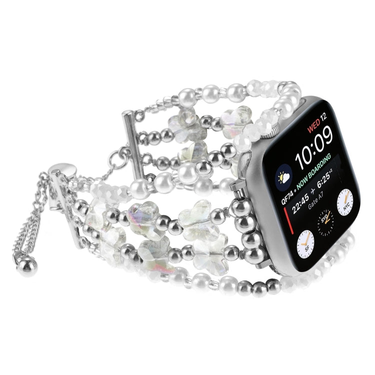 For Apple Watch SE 2022 40mm Butterfly Chain Bracelet Metal Watch Band(Transparent Silver) - Watch Bands by PMC TechLife | Online Shopping South Africa | PMC TechLife