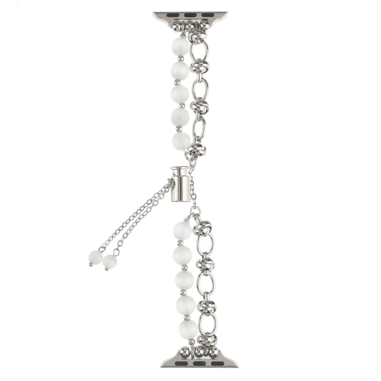 For Apple Watch Ultra 49mm Pearl Chain Metal Bracelet Watch Band(White Silver) - free shipping - PMC TechLife - Order now!