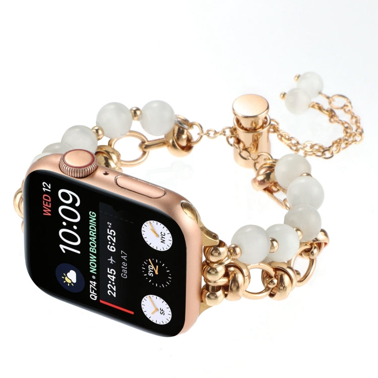 For Apple Watch Series 6 44mm Pearl Chain Metal Bracelet Watch Band(White Gold) - free shipping - PMC TechLife - Order now!