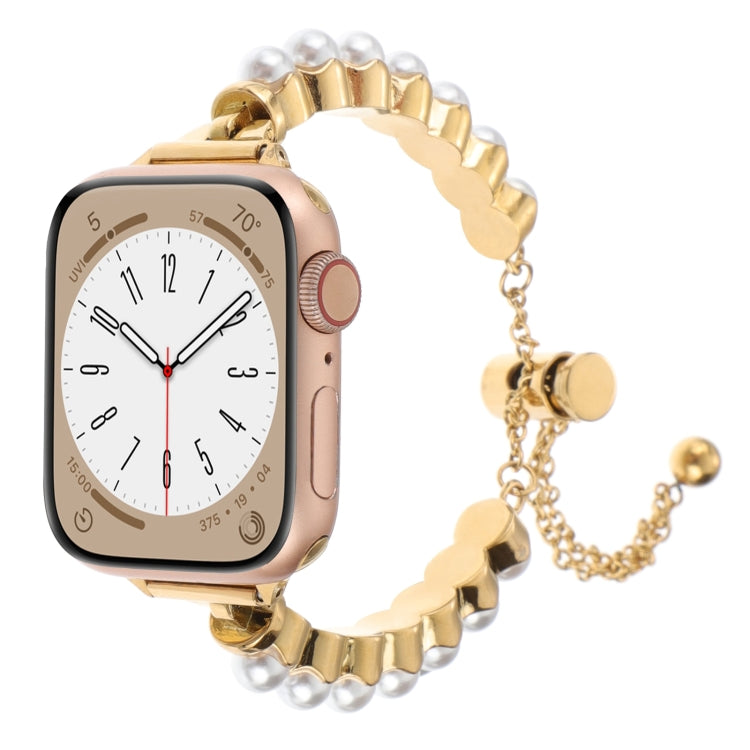 For Apple Watch Series 7 41mm Pearl Bracelet Metal Watch Band(Gold) - free shipping - PMC TechLife - Order now!