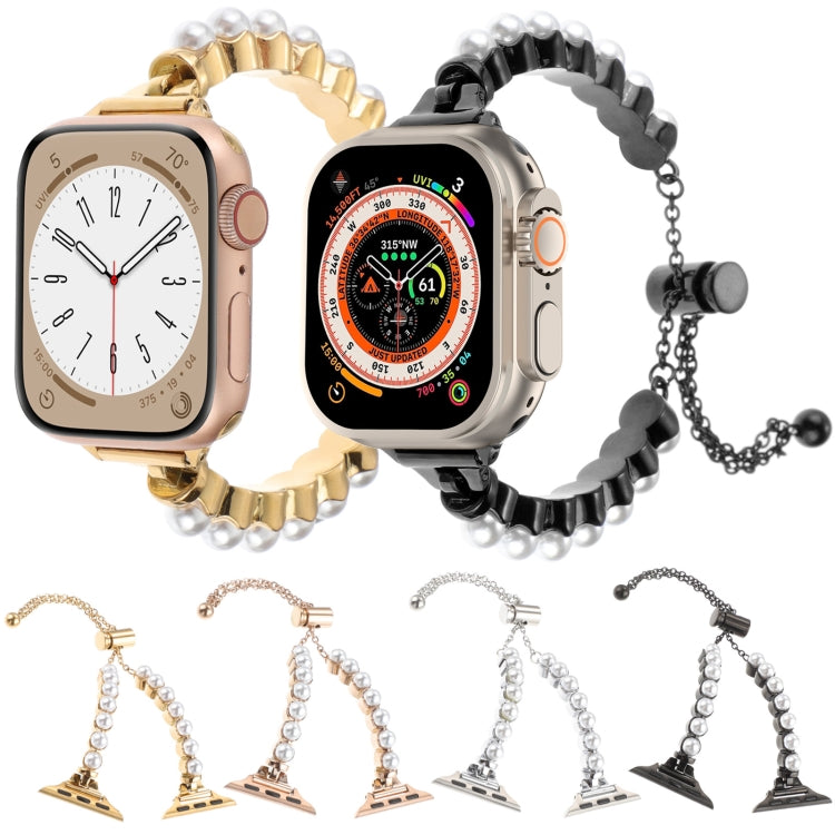 For Apple Watch Series 9 45mm Pearl Bracelet Metal Watch Band(Rose Gold) - free shipping - PMC TechLife - Order now!