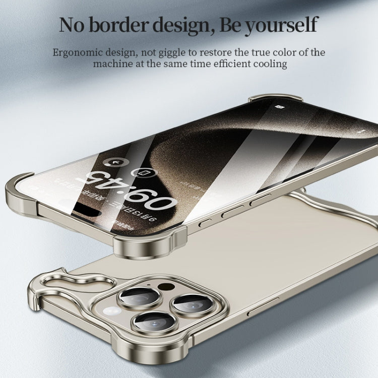 For iPhone 15 Pro Frameless Metal Corner Pad Phone Case with Lens Film(White) - free shipping - PMC TechLife - Order now!