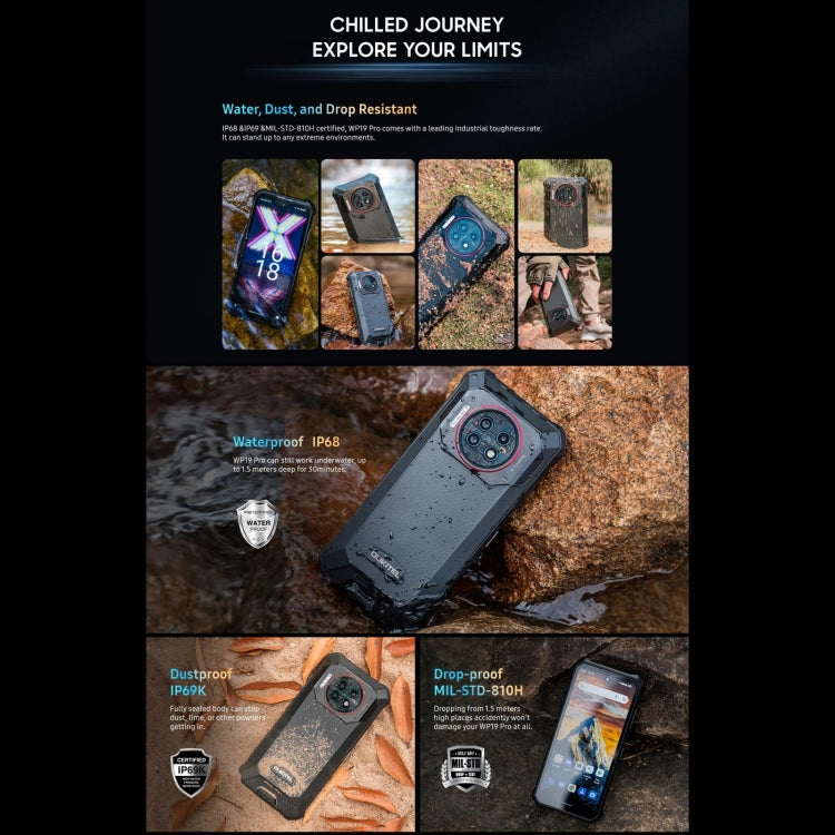 Oukitel WP19 Pro, 8GB+256GB, 6.8 inch MediaTek Helio G99 Octa-core, NFC, Network: 4G(Black) - free shipping - PMC TechLife - Order now!