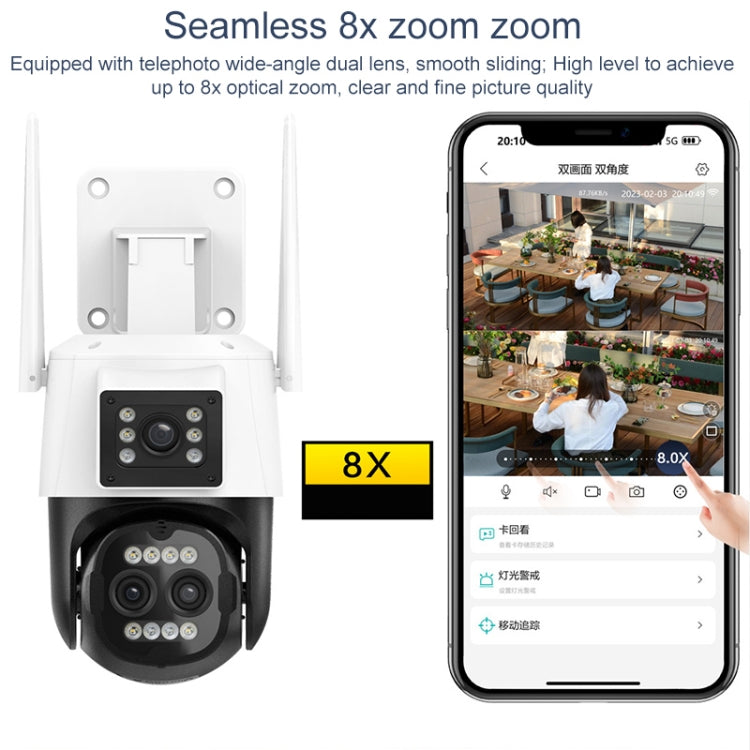 QX103 Humanoid Recognition AI Alarm WiFi Dome Triple IP Camera(US Plug) - free shipping - PMC TechLife - Order now!