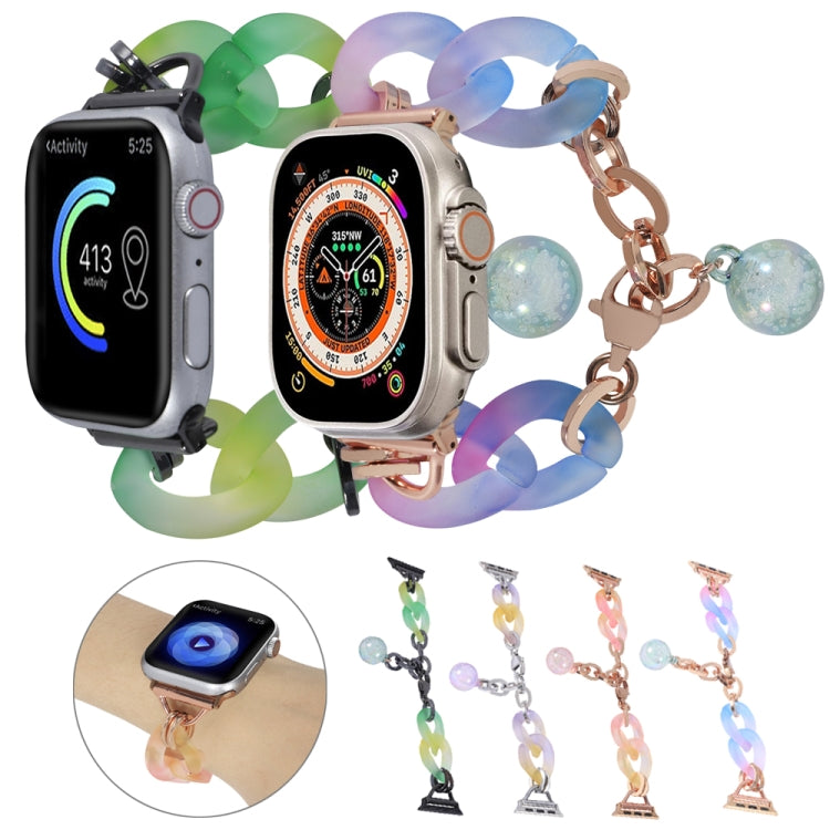 For Apple Watch Series 2 38mm Gradient Resin Chain Watch Band(Pink) - Watch Bands by PMC TechLife | Online Shopping South Africa | PMC TechLife | Buy Now Pay Later Mobicred
