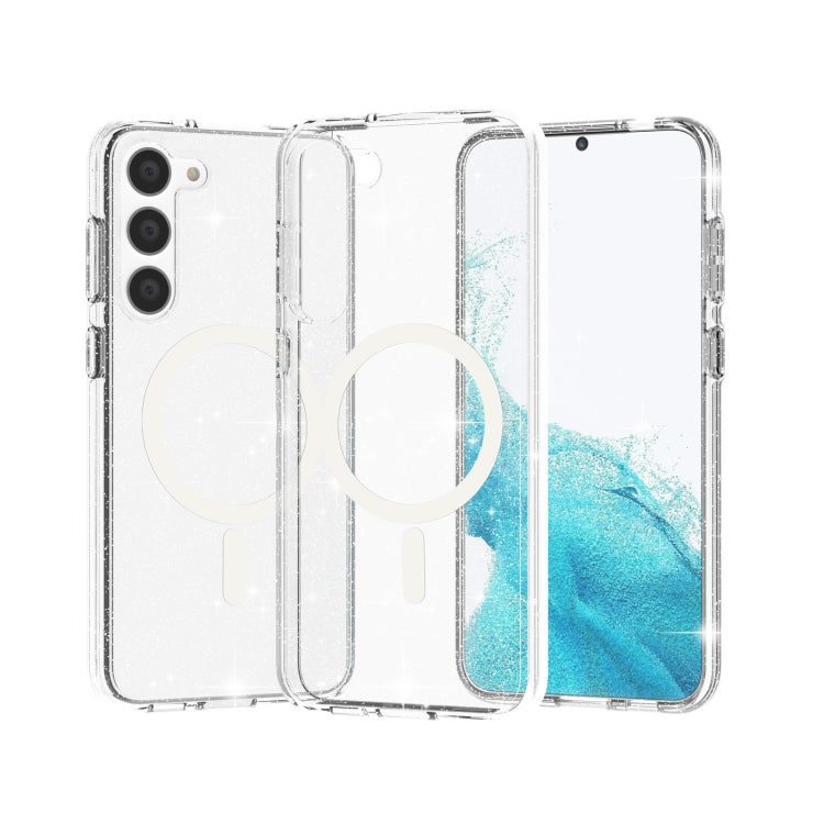 For Samsung Galaxy S23 5G Terminator Style Glitter Powder MagSafe Magnetic Phone Case(White) - Galaxy S23 5G Cases by PMC TechLife | Online Shopping South Africa | PMC TechLife