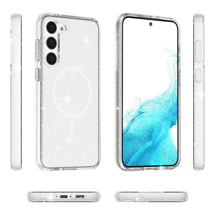 For Samsung Galaxy S23 5G Terminator Style Glitter Powder MagSafe Magnetic Phone Case(White) - Galaxy S23 5G Cases by PMC TechLife | Online Shopping South Africa | PMC TechLife