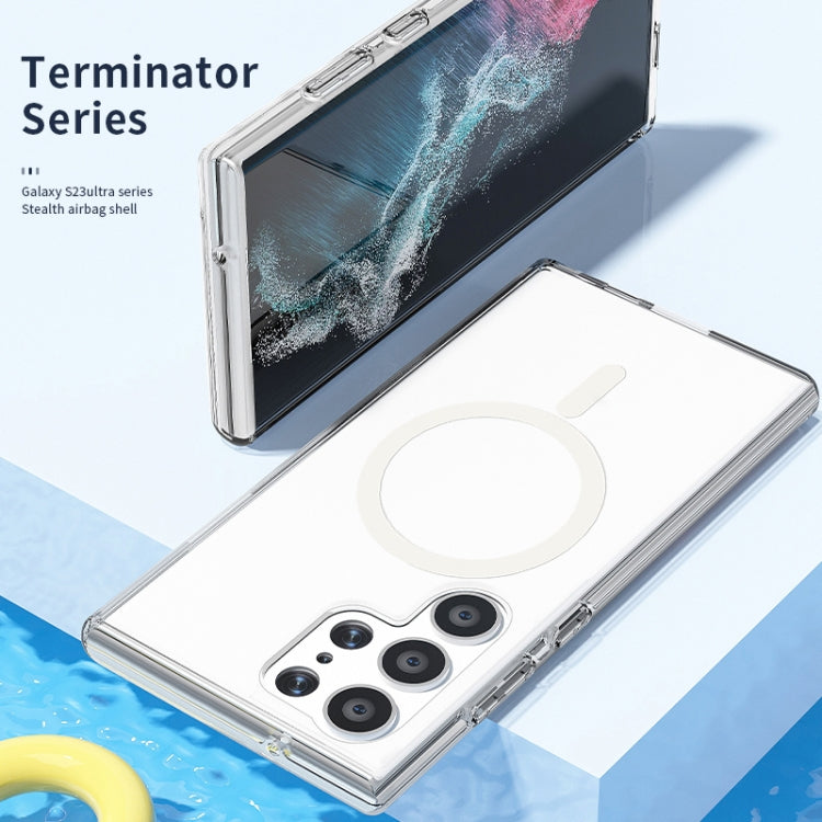 For Samsung Galaxy S24+ 5G Terminator Style Glitter Powder MagSafe Magnetic Phone Case(White) - Galaxy S24+ 5G Cases by PMC TechLife | Online Shopping South Africa | PMC TechLife