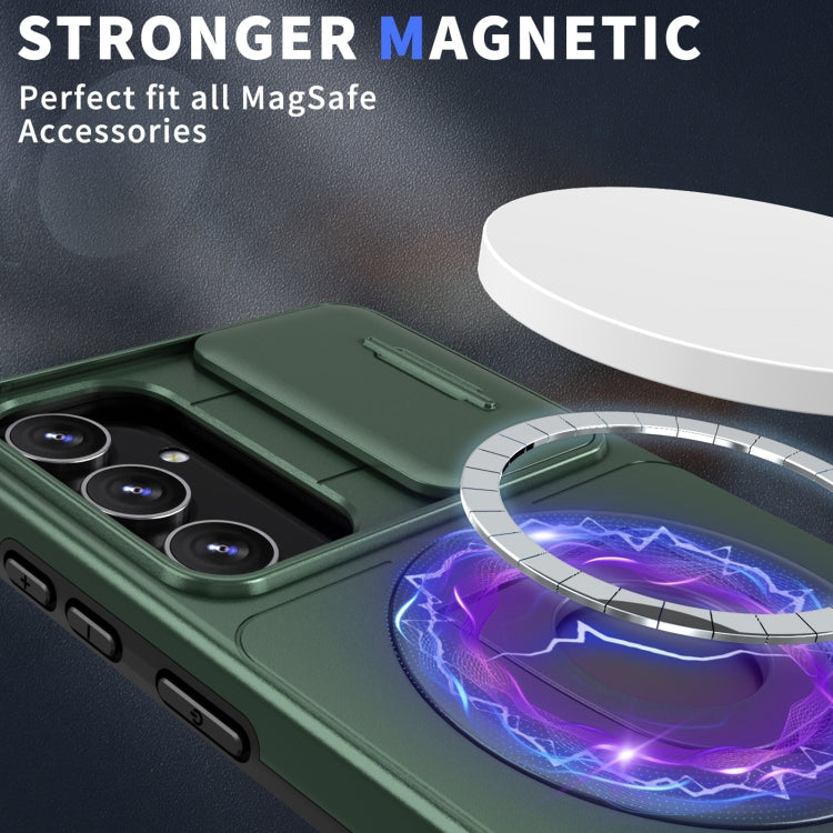 For Samsung Galaxy S22 5G Camshield MagSafe Ring Holder Armor Phone Case(Deep Green) - Galaxy S22 5G Cases by PMC TechLife | Online Shopping South Africa | PMC TechLife
