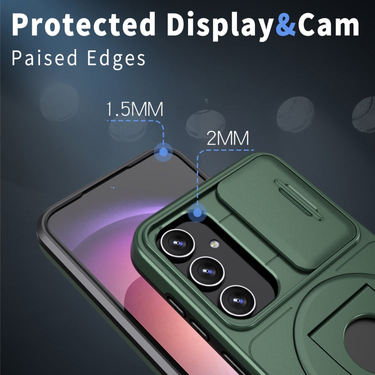 For Samsung Galaxy S22 5G Camshield MagSafe Ring Holder Armor Phone Case(Deep Green) - Galaxy S22 5G Cases by PMC TechLife | Online Shopping South Africa | PMC TechLife