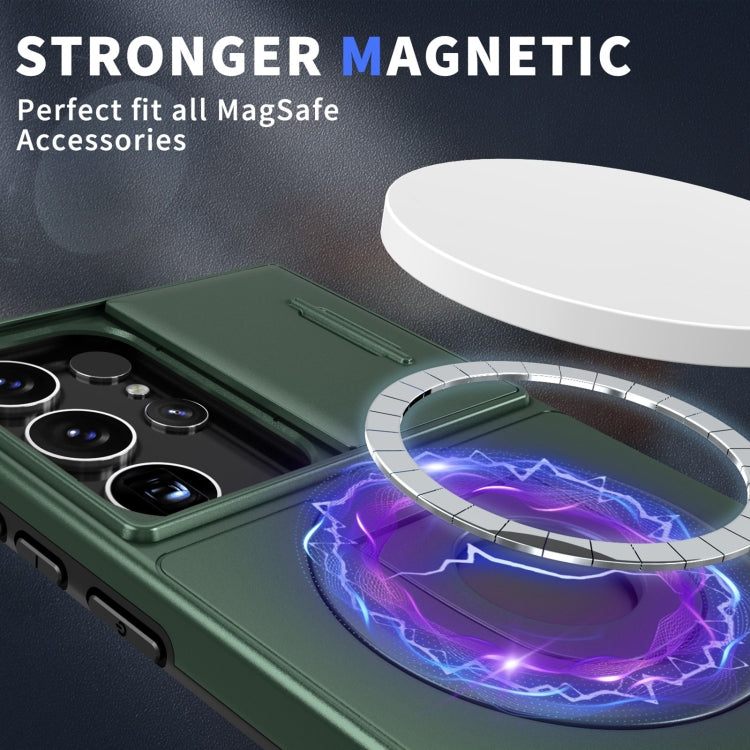 For Samsung Galaxy S22 Ultra 5G Camshield MagSafe Ring Holder Armor Phone Case(Deep Green) - Galaxy S22 Ultra 5G Cases by PMC TechLife | Online Shopping South Africa | PMC TechLife