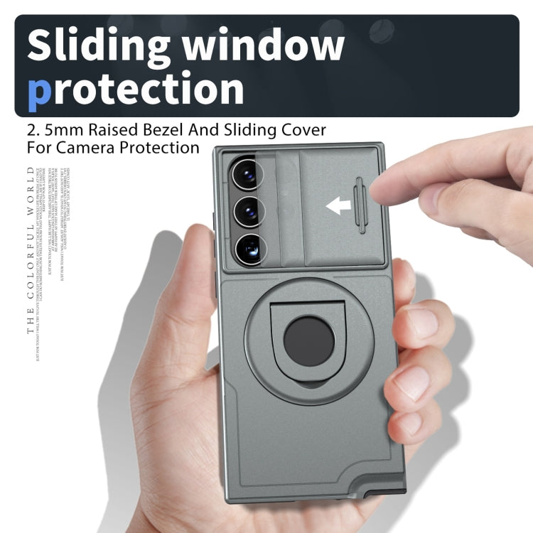 For Samsung Galaxy S22 Ultra 5G Camshield MagSafe Ring Holder Armor Phone Case(Titanium Grey) - free shipping - PMC TechLife - Order now!