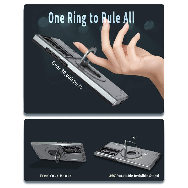 For Samsung Galaxy S22 Ultra 5G Camshield MagSafe Ring Holder Armor Phone Case(Titanium Grey) - free shipping - PMC TechLife - Order now!