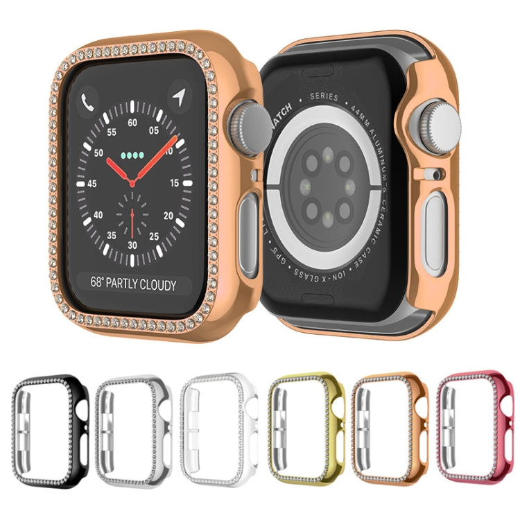 For Apple Watch Series 6 / 5 / 4 / SE 44mm Plating Row Diamond Hollow PC Watch Case(Rose Gold) - free shipping - PMC TechLife - Order now!