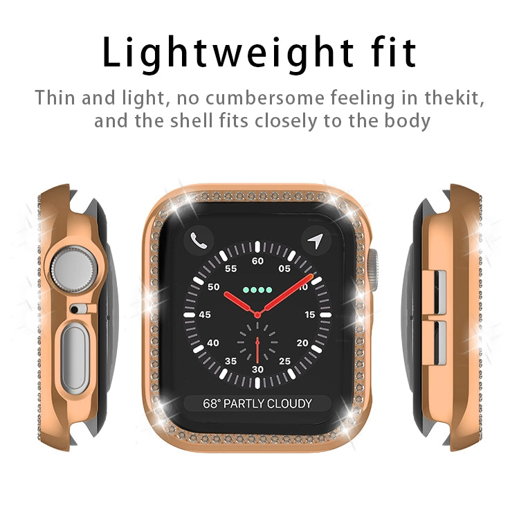 For Apple Watch Series 9 / 8 / 7 41mm Plating Row Diamond PC Watch Case with Film(Black) - Watch Cases by PMC TechLife | Online Shopping South Africa | PMC TechLife | Buy Now Pay Later Mobicred