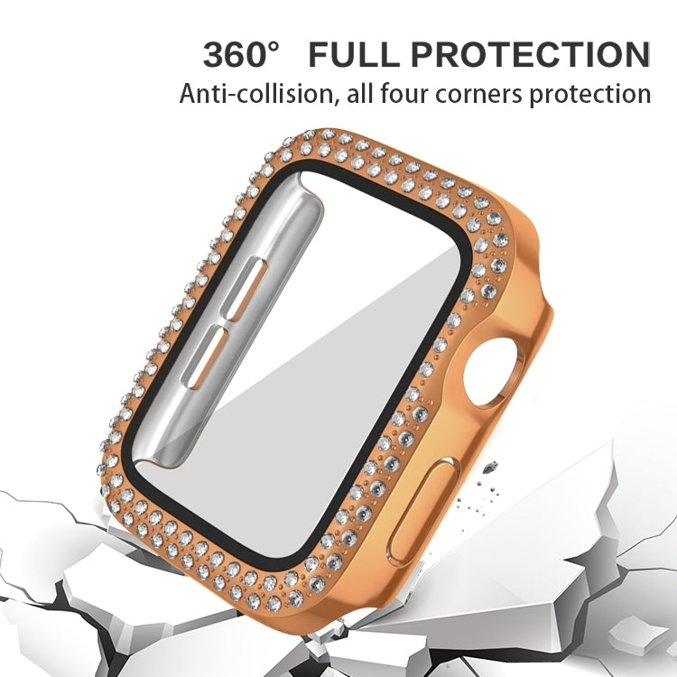 For Apple Watch Series 9 / 8 / 7 41mm Plating Dual-Row Diamond PC Watch Case with Film(Rose Pink) - free shipping - PMC TechLife - Order now!
