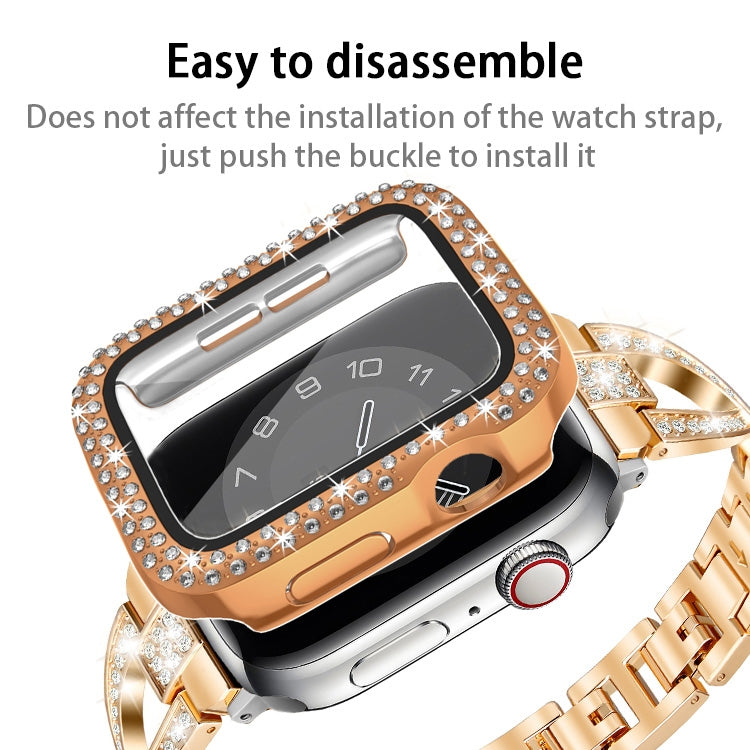 For Apple Watch Series 6 / 5 / 4 / SE 40mm Plating Dual-Row Diamond PC Watch Case with Film(Rose Gold) - free shipping - PMC TechLife - Order now!