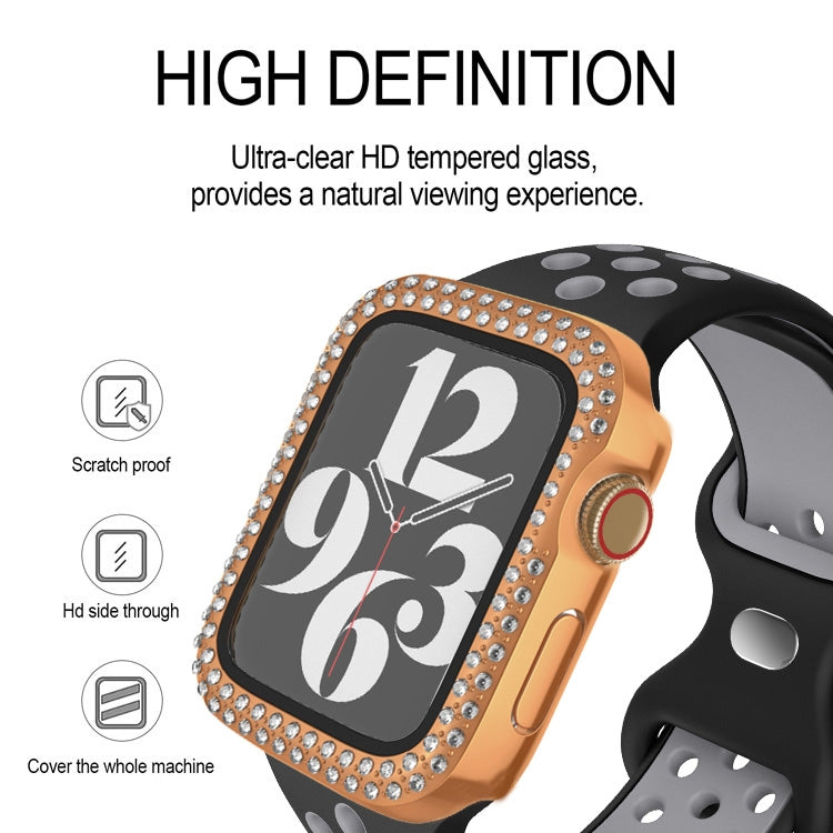 For Apple Watch Series 9 / 8 / 7 41mm Plating Dual-Row Diamond PC Watch Case with Film(Black) - free shipping - PMC TechLife - Order now!