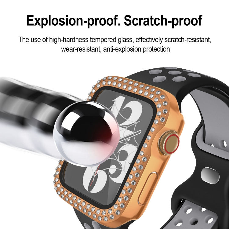 For Apple Watch Series 6 / 5 / 4 / SE 40mm Plating Dual-Row Diamond PC Watch Case with Film(Rose Gold) - free shipping - PMC TechLife - Order now!