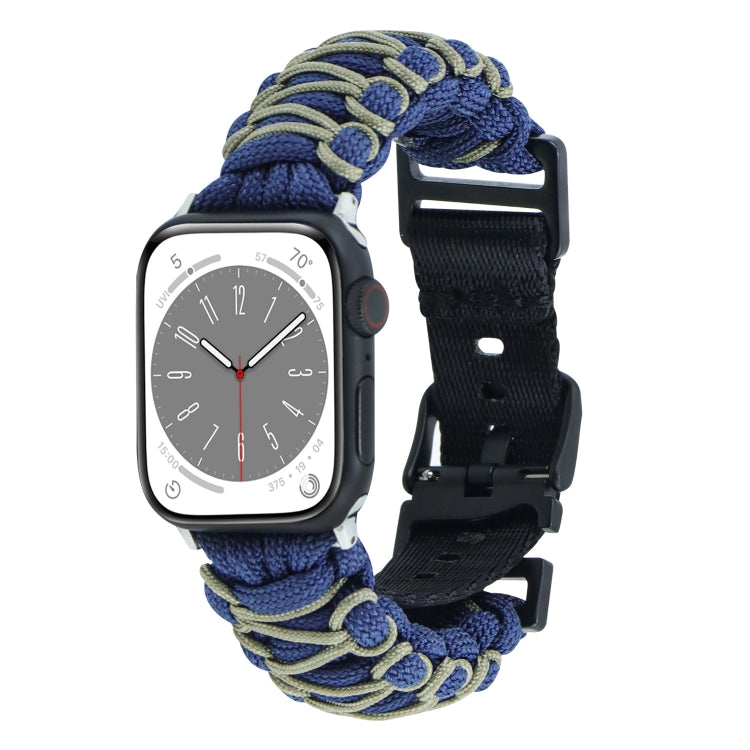 For Apple Watch SE 2022 40mm Dual-layer Braided Paracord Buckle Watch Band(Navy Army Green) - free shipping - PMC TechLife - Order now!